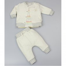 C12112: Baby White Quilted 3 Piece Outfit (0-9 Months)